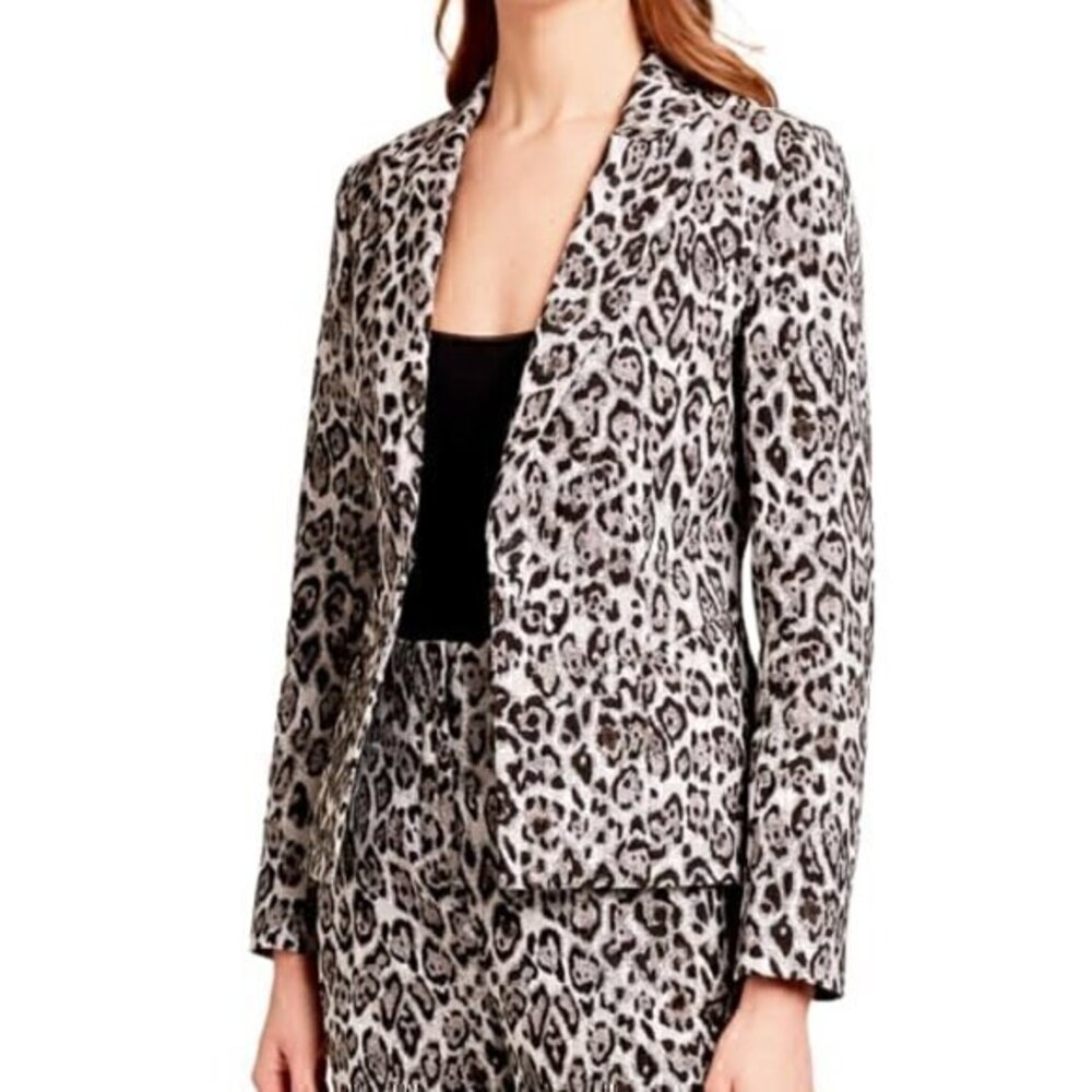 Erdem Iris Leopard Jacquard Single Breasted Blazer Size 10 NWT